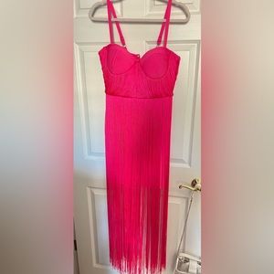 River Island Fringe Hot Pink Maxi Dress
